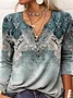 Regular Fit Half Open Collar Ethnic Boho Tops