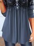 V Neck Gathered Ethnic Buttoned T-Shirt