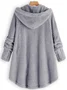 Cozy Long Sleeve Fleece Hooded Fuzzy Asymmetrical Hem Button Teddy Bear Coat