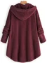 Cozy Long Sleeve Fleece Hooded Fuzzy Asymmetrical Hem Button Teddy Bear Coat