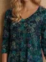 Loose V Neck Casual Floral Top