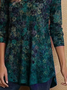 Loose V Neck Casual Floral Top