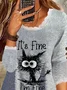Crew Neck Casual Text Letters Top
