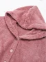 Cozy Long Sleeve Fleece Hooded Fuzzy Asymmetrical Hem Button Teddy Bear Coat