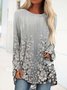 Casual Loose Knitted Floral T-Shirt