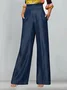 Denim Plain Buttoned Casual Jeans