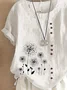 Boho Cotton Loose Crew Neck Blouse