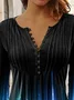 Elegant Regular Fit V Neck Color Block Buttoned Shirt