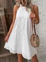 Eyelet Embroidery Keyhole Back Halter Neck Tunic  Dress