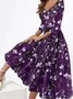 Elegant V Neck Floral Swing Dresses