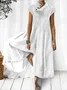 Women's Solid Color Half High Neck Cotton Linen Jumpsuit