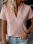 Loose Casual V Neck Plain Shirt
