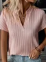 Loose Casual V Neck Plain Shirt