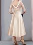 Boat Neck Satin Lace Elegant Dress