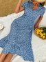Women's Fashion Summer Pleated Holiday Sexy Big Swing Floral Dress
