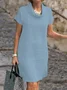 Plain Loose Linen Cotton And Linen Dress