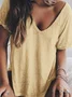 Women Summer V neck Loose T Shirt Top