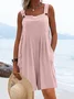 Buttoned Loose Linen Cotton Bib Pants