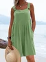 Buttoned Loose Linen Cotton Bib Pants