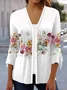 Floral Casual V Neck Knitted Kimono