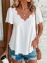 V Neck Loose Casual Plain Shirt