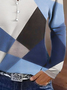 Casual Crew Neck Color Block Loose T-Shirt