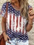 America Flag Casual Crew Neck T-Shirt