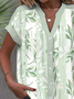 Cotton Casual Floral V Neck Blouse