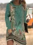 Floral Loose Hoodie Dresses