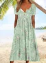 Buttoned Crew Neck Loose Casual Dress