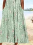 Buttoned Crew Neck Loose Casual Dress
