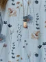 Floral Linen Shirt Collar Loose Blouse