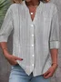 Loose Stand Collar Striped Casual Shirt