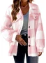 Teddy Velvet Loose Casual Plaid Teddy Jacket