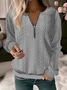 Solid Color Casual Texture Knitted Sweater