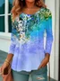Crew Neck Casual Loose Floral T-Shirt