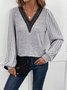 Lace Casual V Neck Loose Shirt