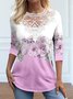 Lace Crew Neck Casual Shirt