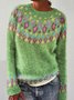 Crew Neck Ethnic Casual Loose Sweater