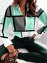 Casual Loose Color Block Blouse