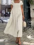 Loose Cotton And Linen Casual Plain Dress