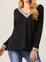 Sequins Casual V Neck Regular Fit Tops