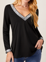 Sequins Casual V Neck Regular Fit Tops