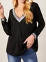 Sequins Casual V Neck Regular Fit Tops