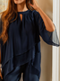 Plain Elegant Crew Neck Loose Urban Two Piece Sets