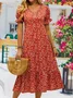 Women's Fashion Summer Pleated Holiday Sexy Big Swing Floral Dress
