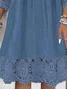 Casual Loose Cotton-Blend Plain Dress
