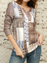 Loose Casual V Neck Geometric T-Shirt