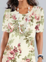 Cotton-Blend Elegant Floral Loose Dress