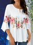 Floral V Neck Regular Fit Casual Top